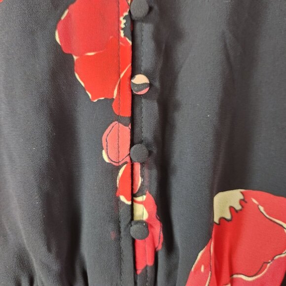 Reitmans Women XL Navy Floral Dress DolmanSleeve CinchedWaist Lined Garden Party - Picture 3 of 11